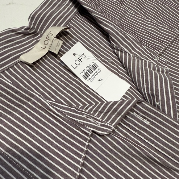 NWT - LOFT Striped Cotton Blend Side Tie Pocket Shirt - XL - Picture 4 of 7